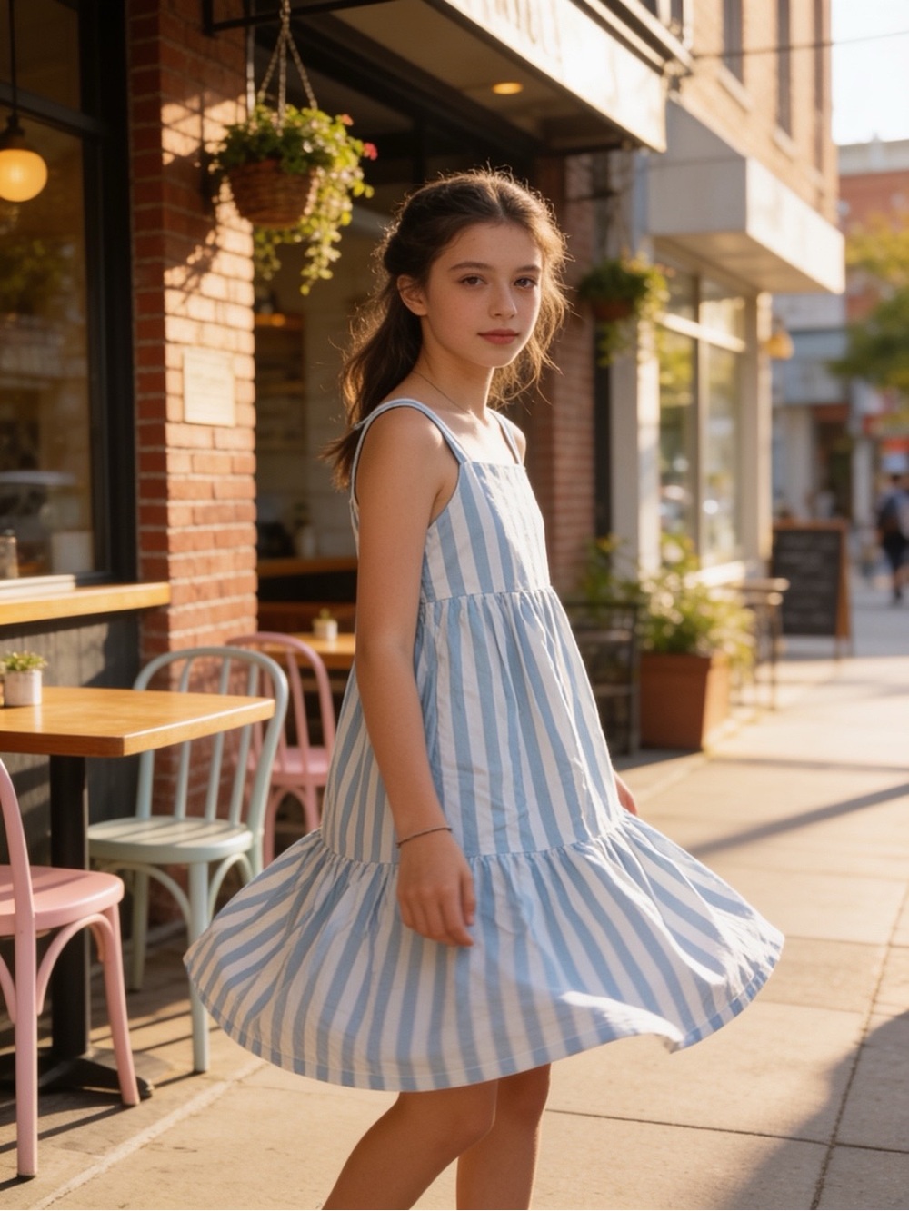 Carter's Blue and White Striped Sundress with Spaghetti Straps